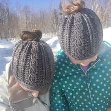 Mommy and Me Cabled Messy Bun Hat - Crochet Pattern
